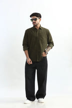Xkind Olive Green Fine Cord Shirt | Grocsy
