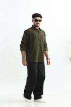Xkind Olive Green Fine Cord Shirt | Grocsy