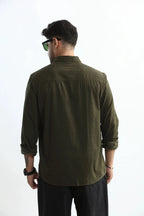 Xkind Olive Green Fine Cord Shirt | Grocsy