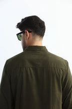 Xkind Olive Green Fine Cord Shirt | Grocsy