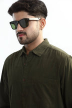 Xkind Olive Green Fine Cord Shirt | Grocsy