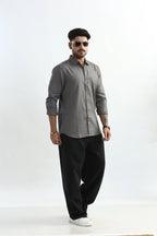 Xkind Light Grey Textured Slim Fit Shirt | Grocsy