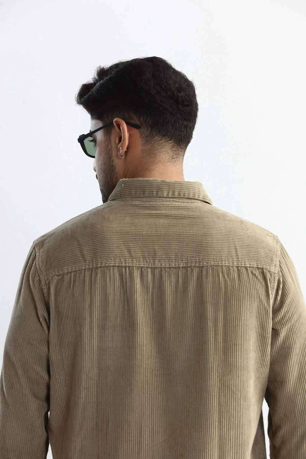 Xkind Men's Beige Corduroy Regular Fit Shirt | Grocsy