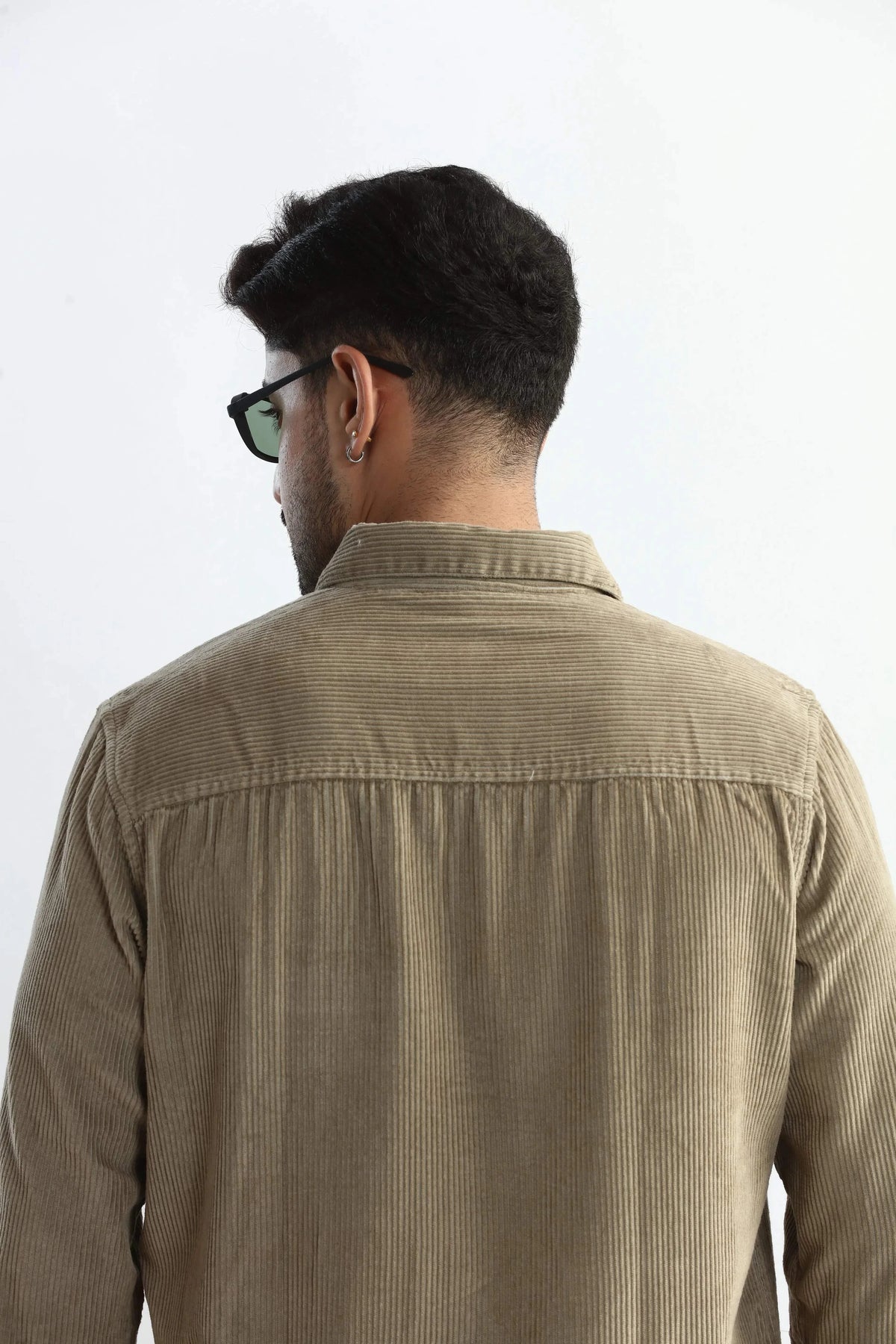 Xkind Men's Beige Corduroy Regular Fit Shirt | Grocsy