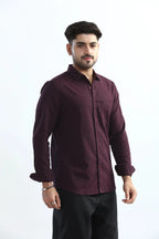 Xkind Purple Textured Slim Fit Shirt | Grocsy