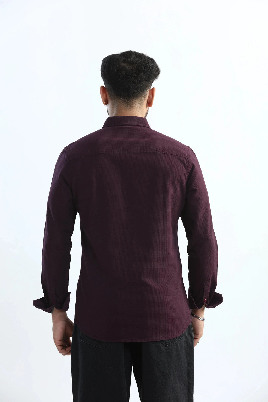 Xkind Purple Textured Slim Fit Shirt | Grocsy
