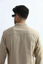 Xkind Men's Beige Textured Slim Fit Shirt | Grocsy