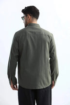 Xkind Dark Green Textured Regular Fit Shirt/ Overshirt | Grocsy