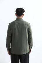 Xkind Dark Green Textured Regular Fit Shirt/ Overshirt | Grocsy