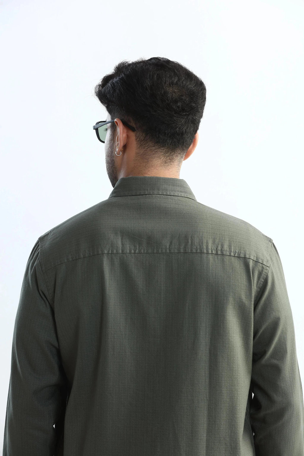 Xkind Dark Green Textured Regular Fit Shirt/ Overshirt | Grocsy