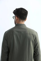 Xkind Dark Green Textured Regular Fit Shirt/ Overshirt | Grocsy