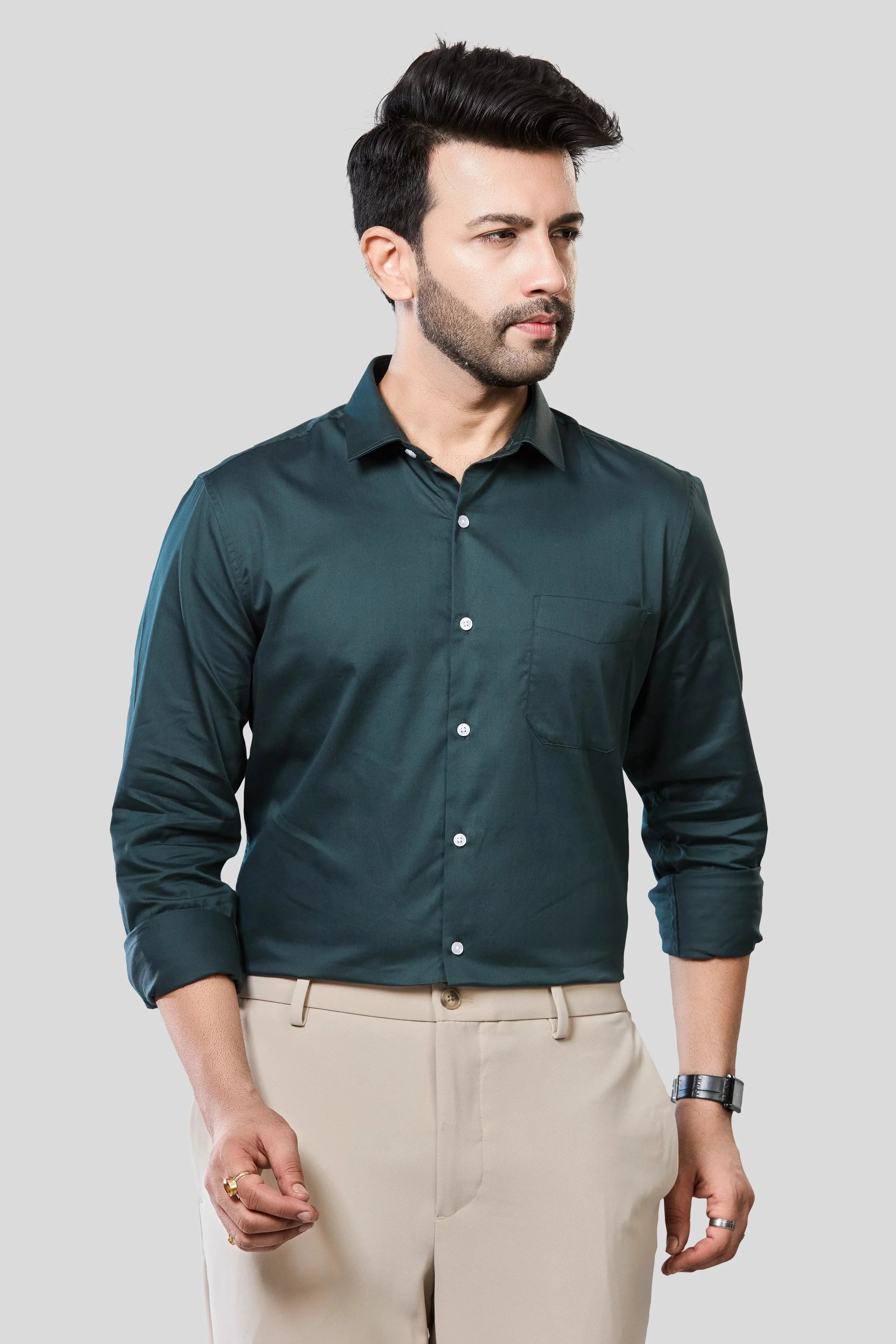 Jonesburg Men's Solid Slim Fit Formal Shirt | Grocsy