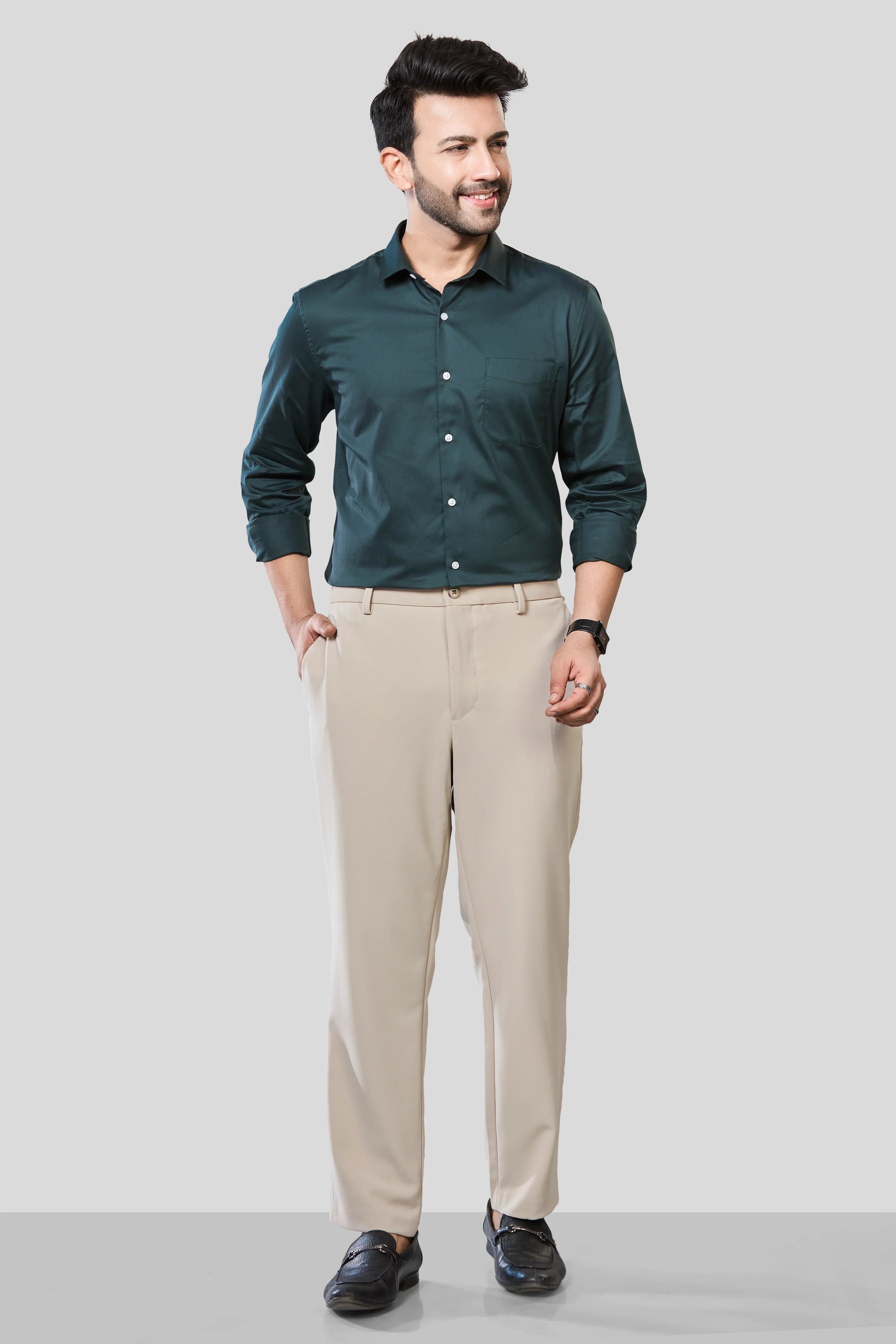 Jonesburg Men's Solid Slim Fit Formal Shirt | Grocsy