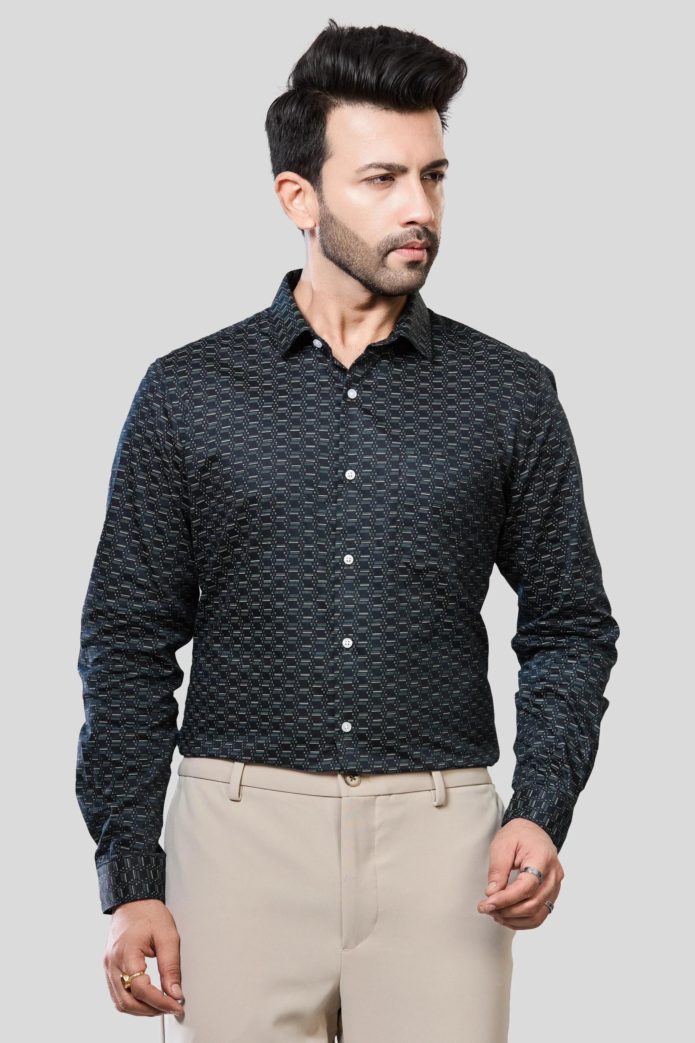 Jonesburg Men's Printed Slim Fit Formal Shirt | Grocsy