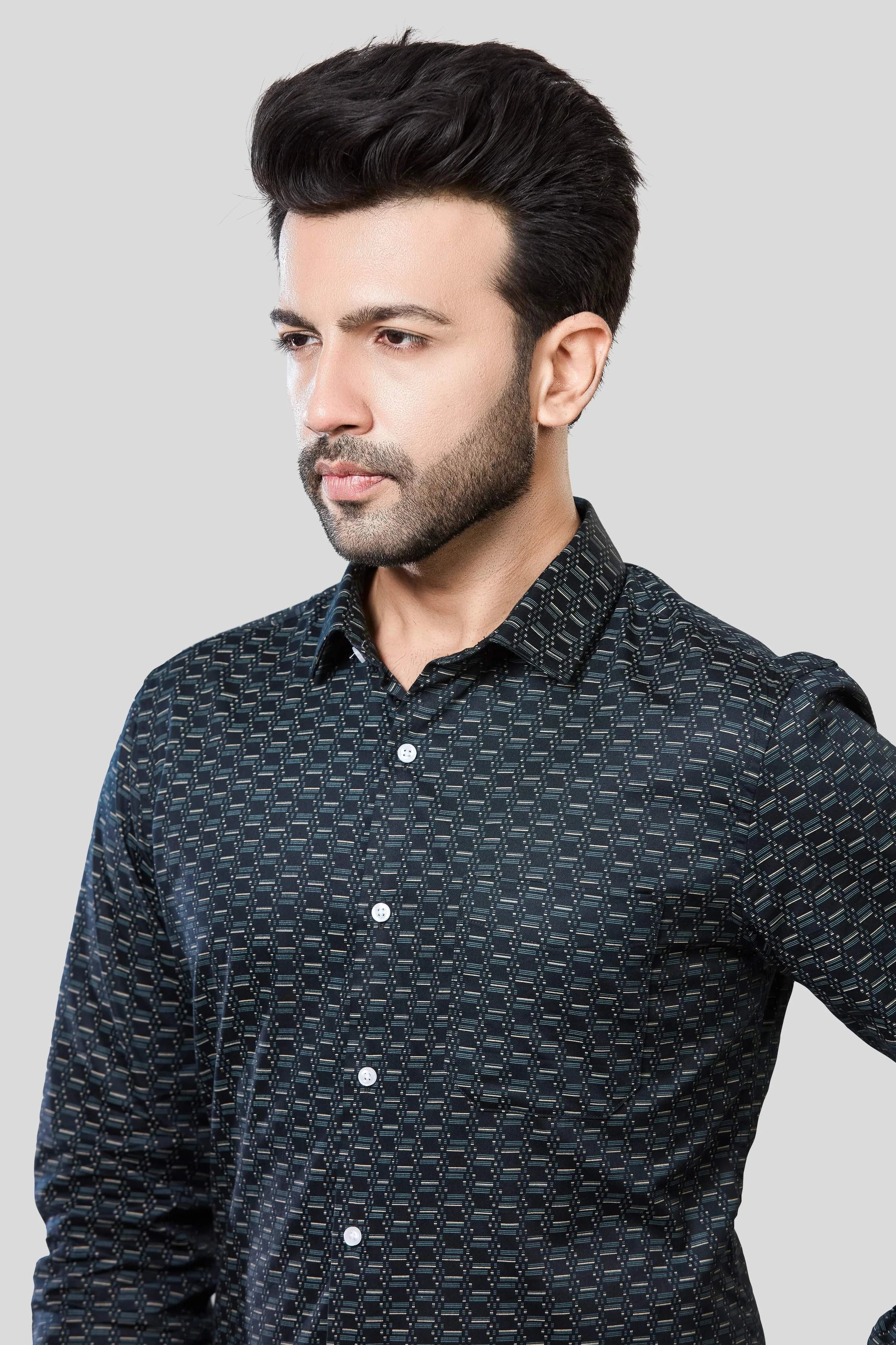 Jonesburg Men's Printed Slim Fit Formal Shirt | Grocsy