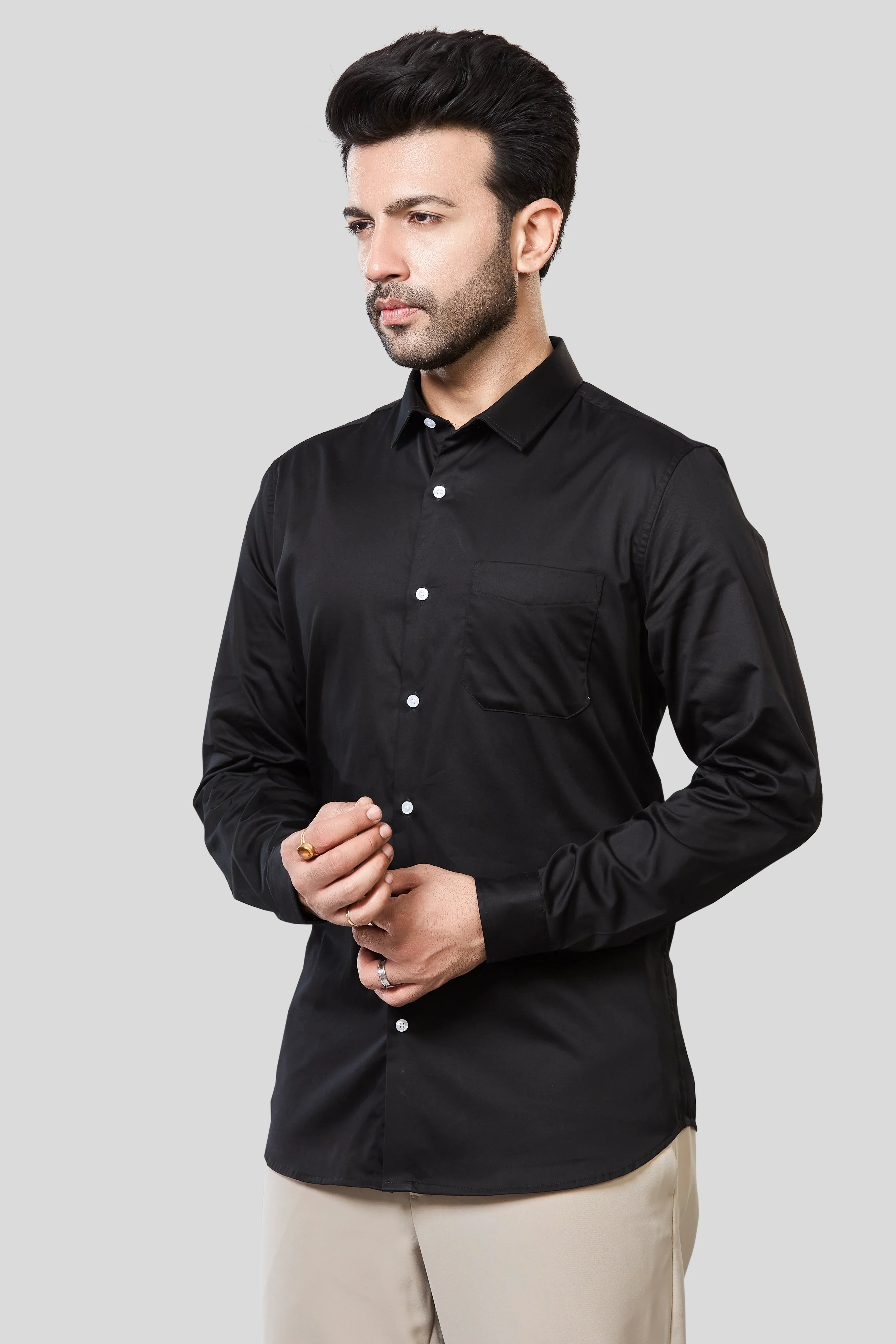 Jonesburg Men's Solid Slim Fit Formal Shirt | Grocsy