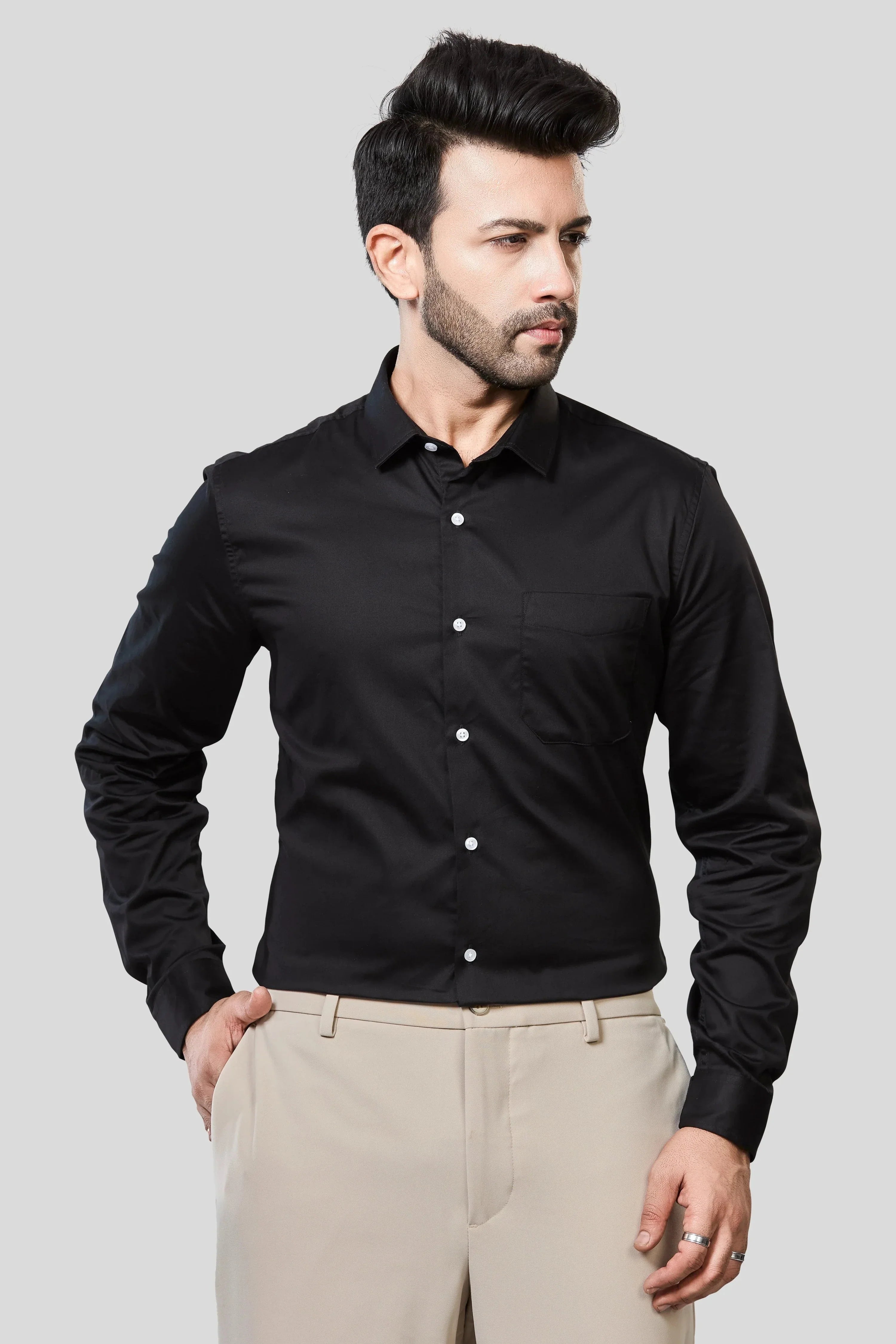 Jonesburg Men's Solid Slim Fit Formal Shirt | Grocsy