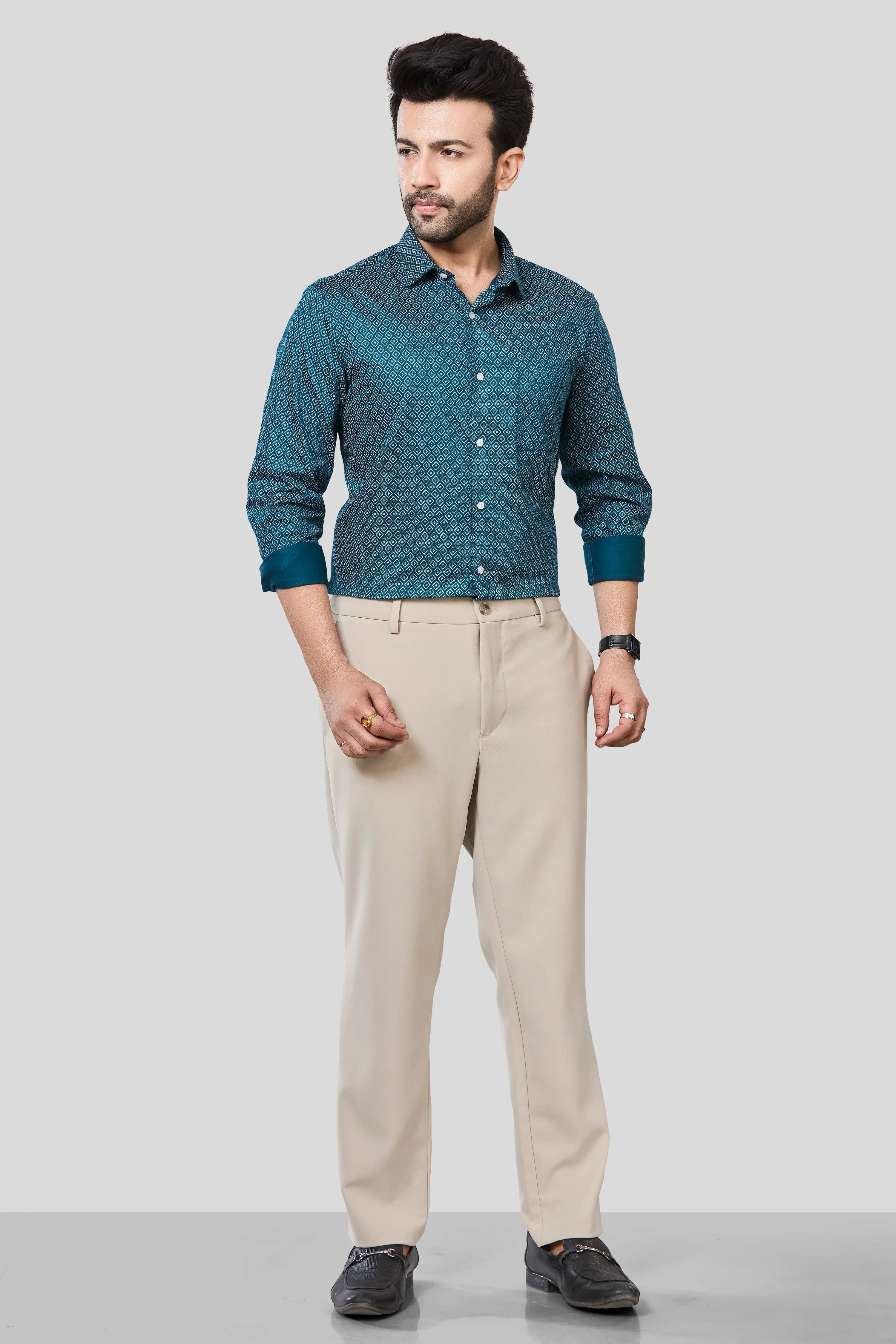 Jonesburg Men's Printed Slim Fit Formal Shirt | Grocsy