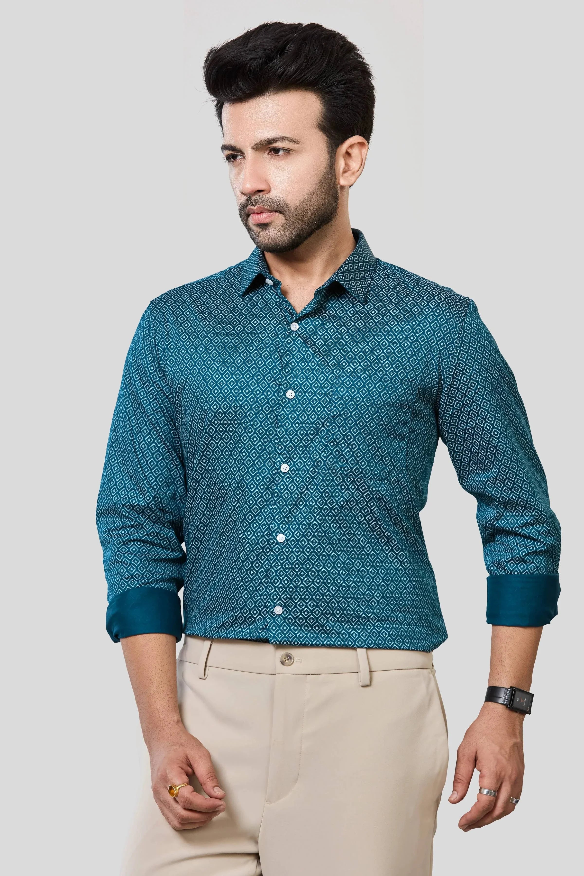 Jonesburg Men's Printed Slim Fit Formal Shirt | Grocsy