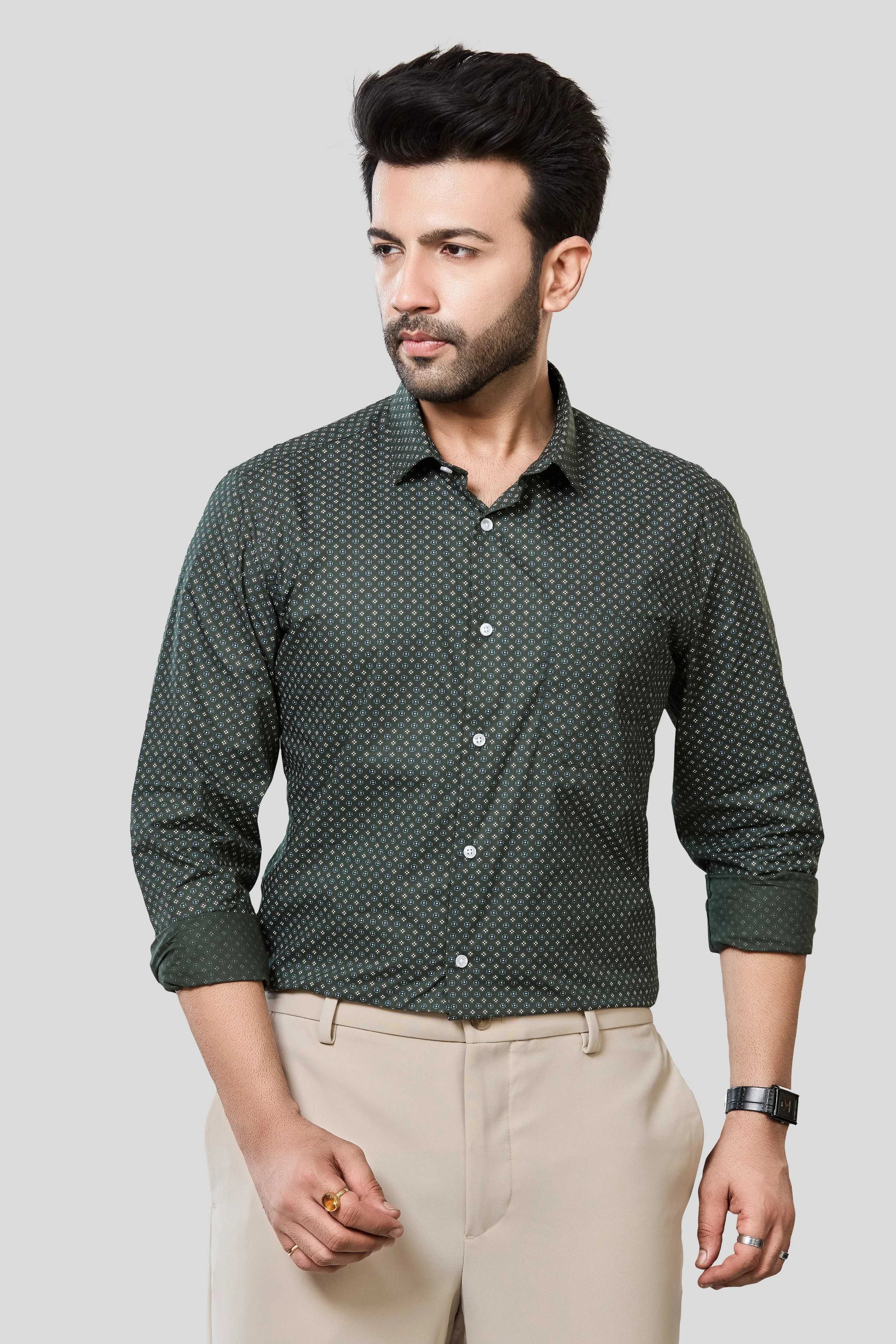 Jonesburg Men's Printed Slim Fit Formal Shirt | Grocsy