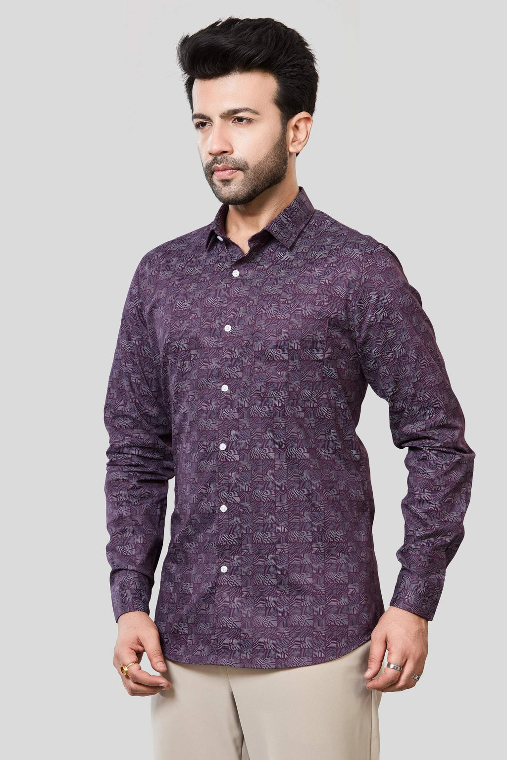 Jonesburg Men's Printed Slim Fit Formal Shirt | Grocsy