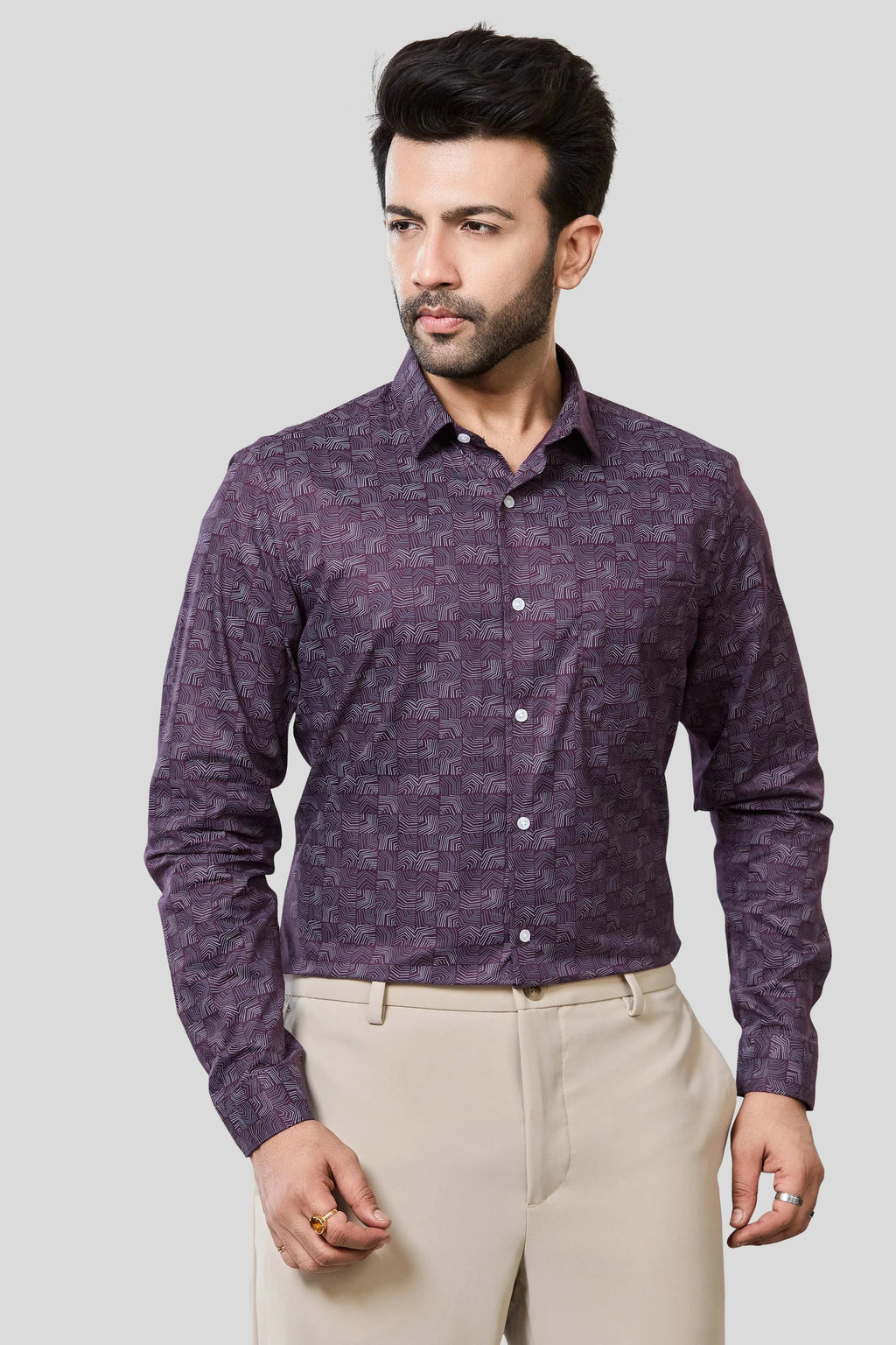 Jonesburg Men's Printed Slim Fit Formal Shirt | Grocsy