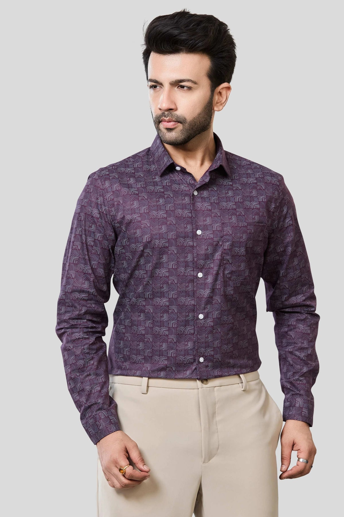 Jonesburg Men's Printed Slim Fit Formal Shirt | Grocsy