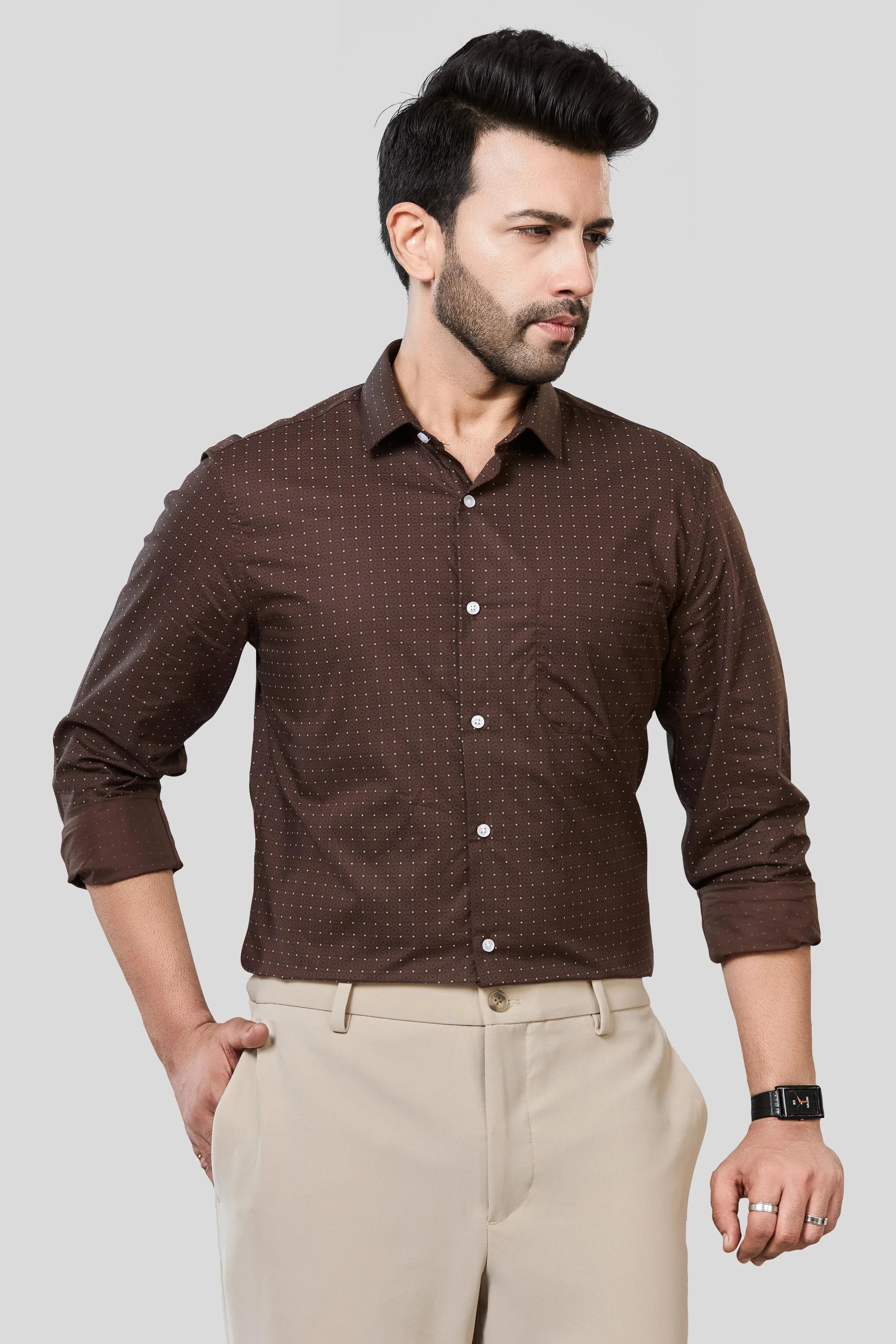 Jonesburg Men's Printed Slim Fit Formal Shirt | Grocsy