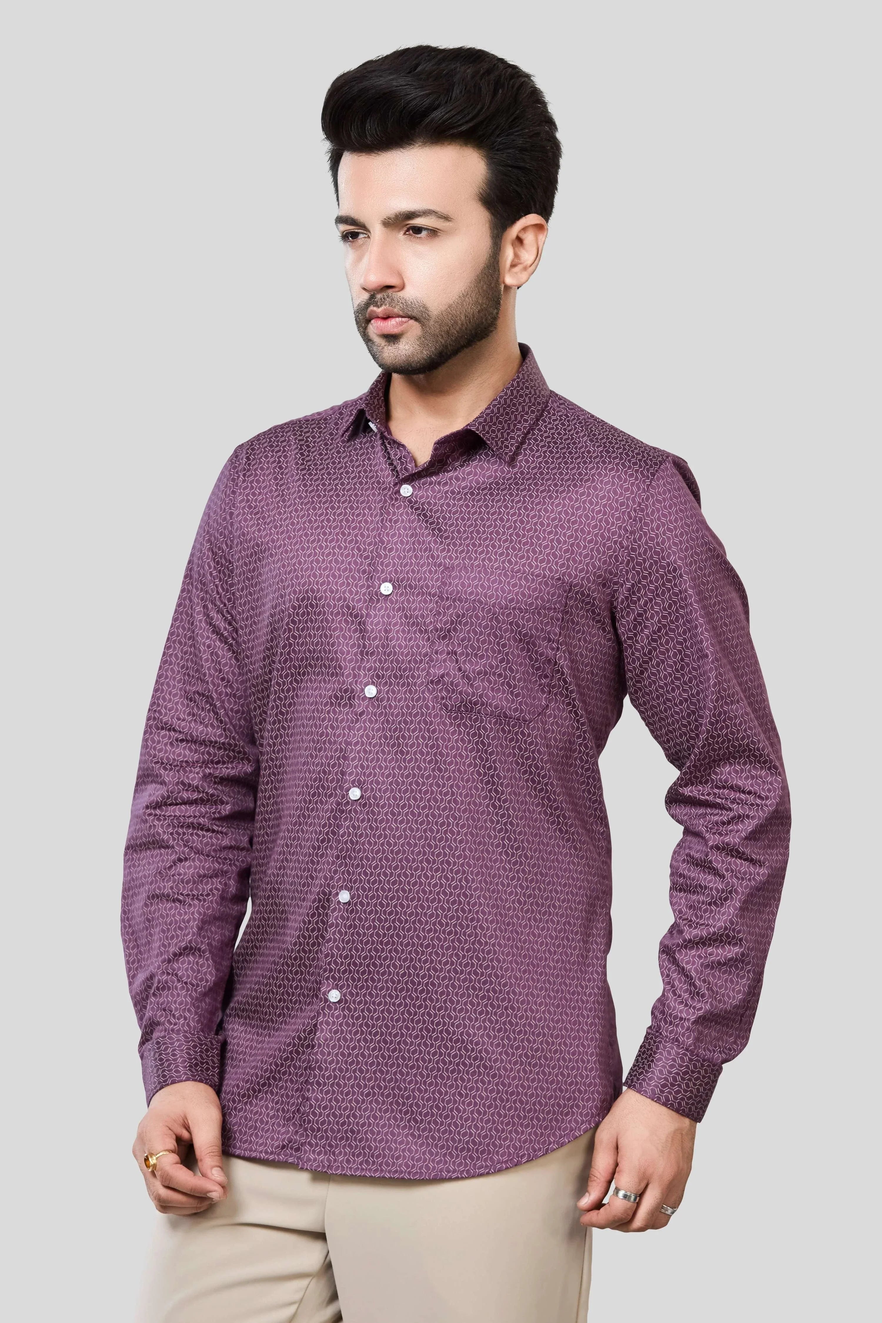 Jonesburg Men's Printed Slim Fit Formal Shirt | Grocsy