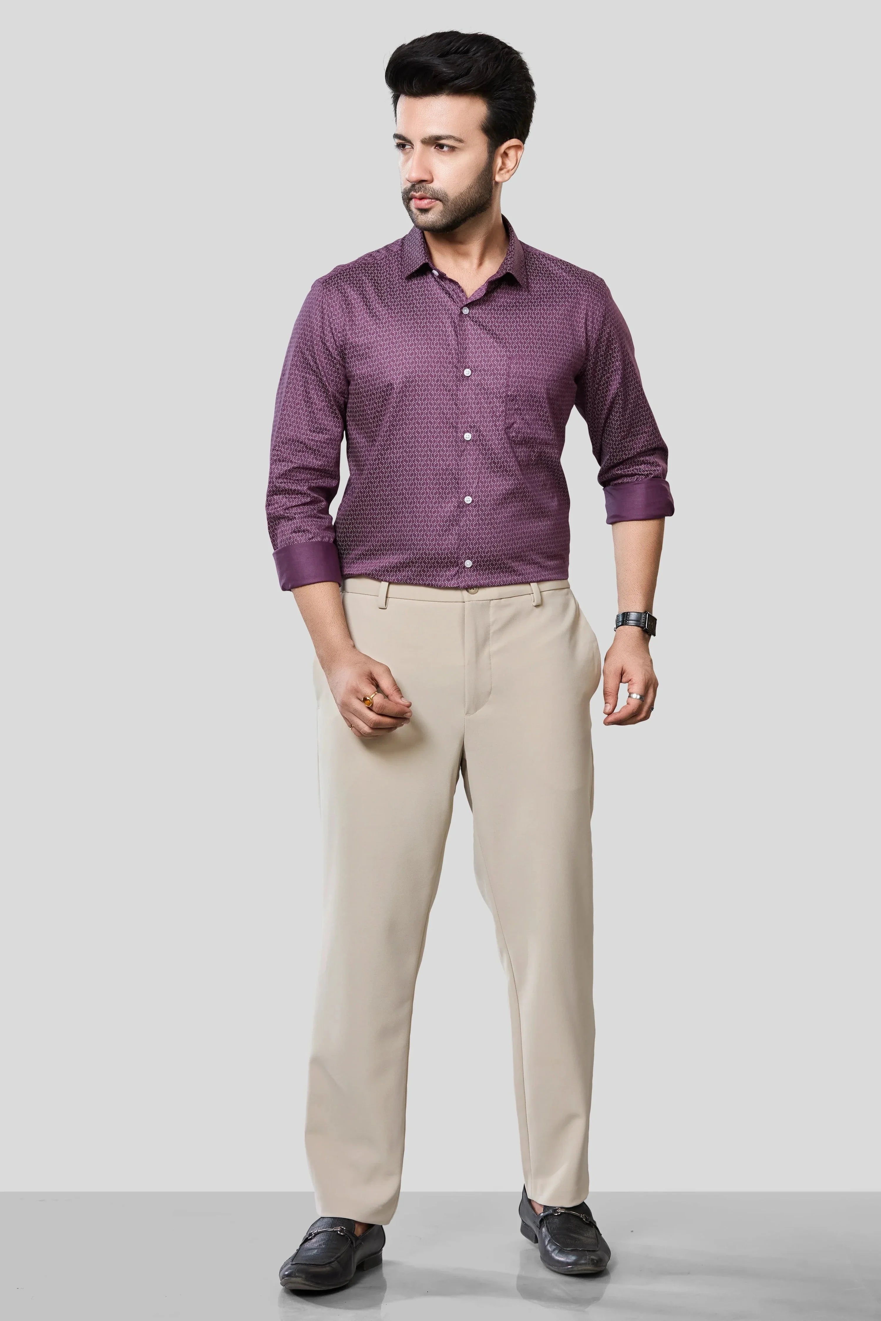 Jonesburg Men's Printed Slim Fit Formal Shirt | Grocsy
