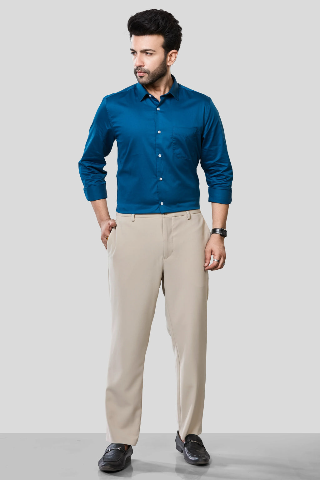 Jonesburg Men's Solid Slim Fit Formal Shirt | Grocsy