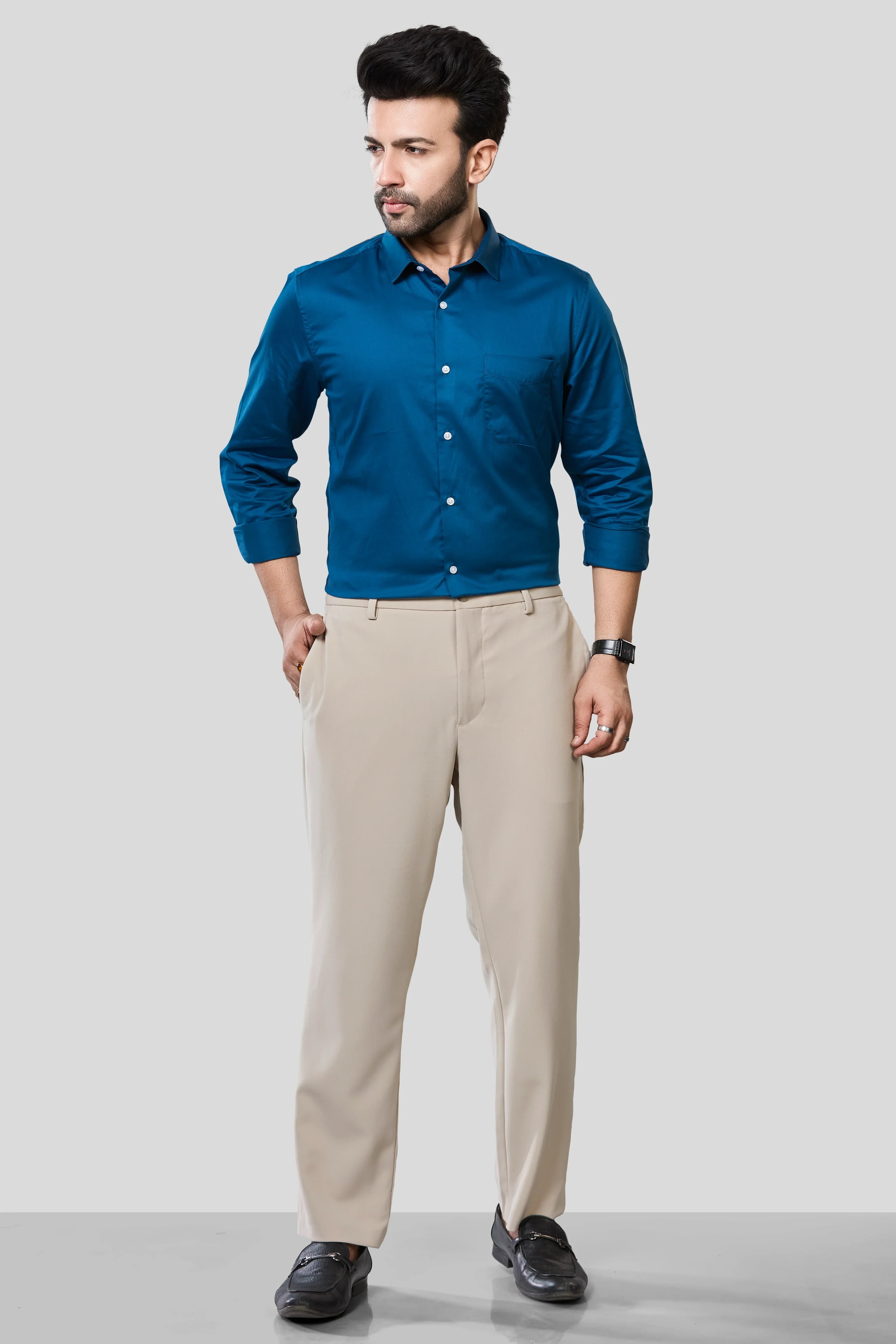 Jonesburg Men's Solid Slim Fit Formal Shirt | Grocsy