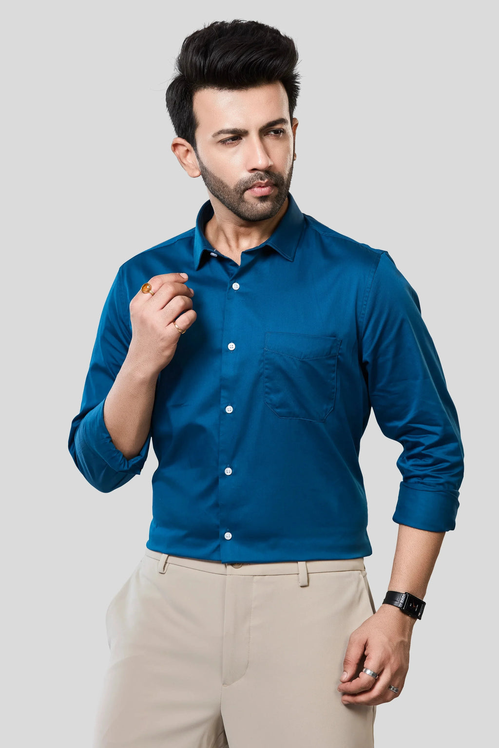 Jonesburg Men's Solid Slim Fit Formal Shirt | Grocsy