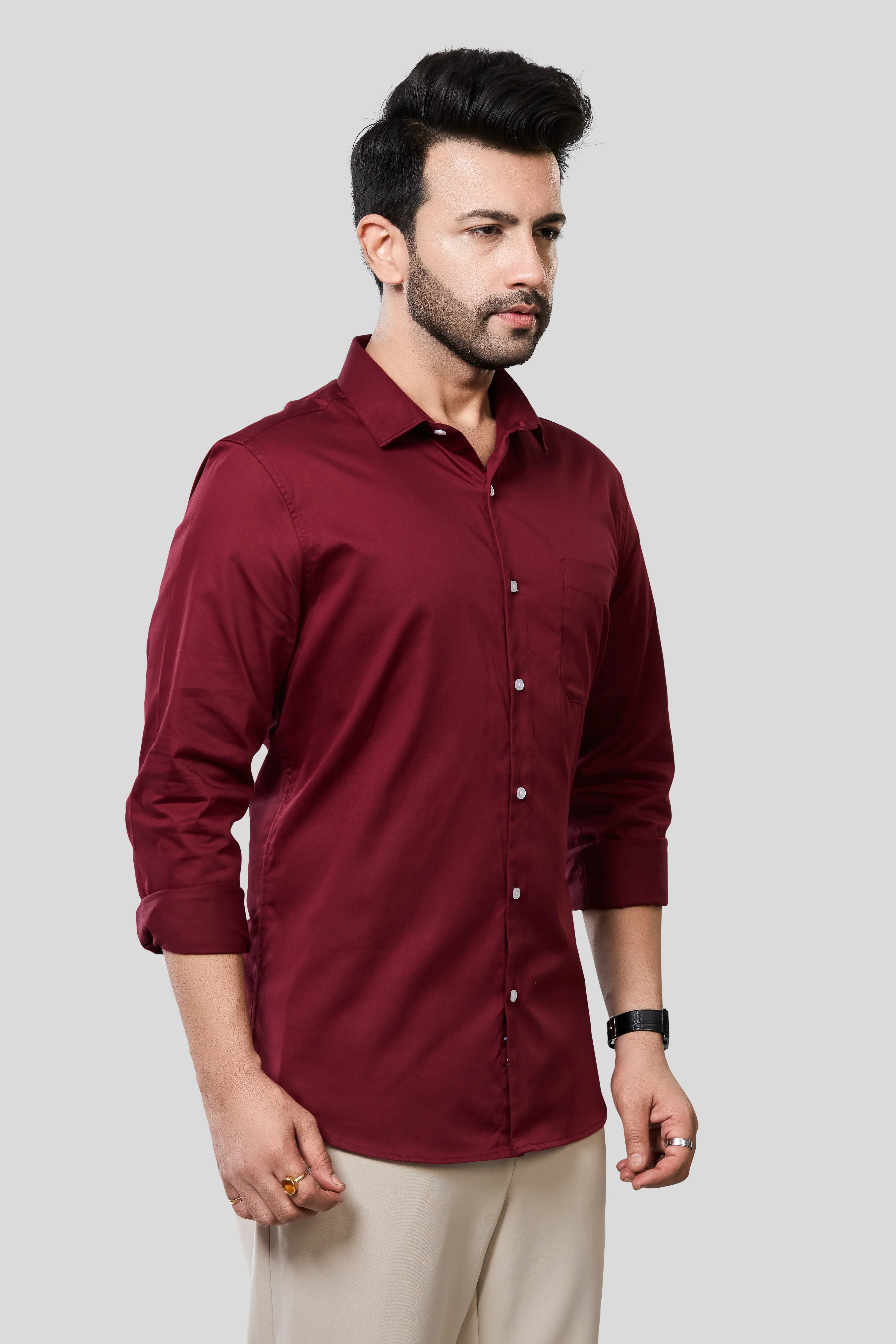 Jonesburg Men's Solid Slim Fit Formal Shirt | Grocsy