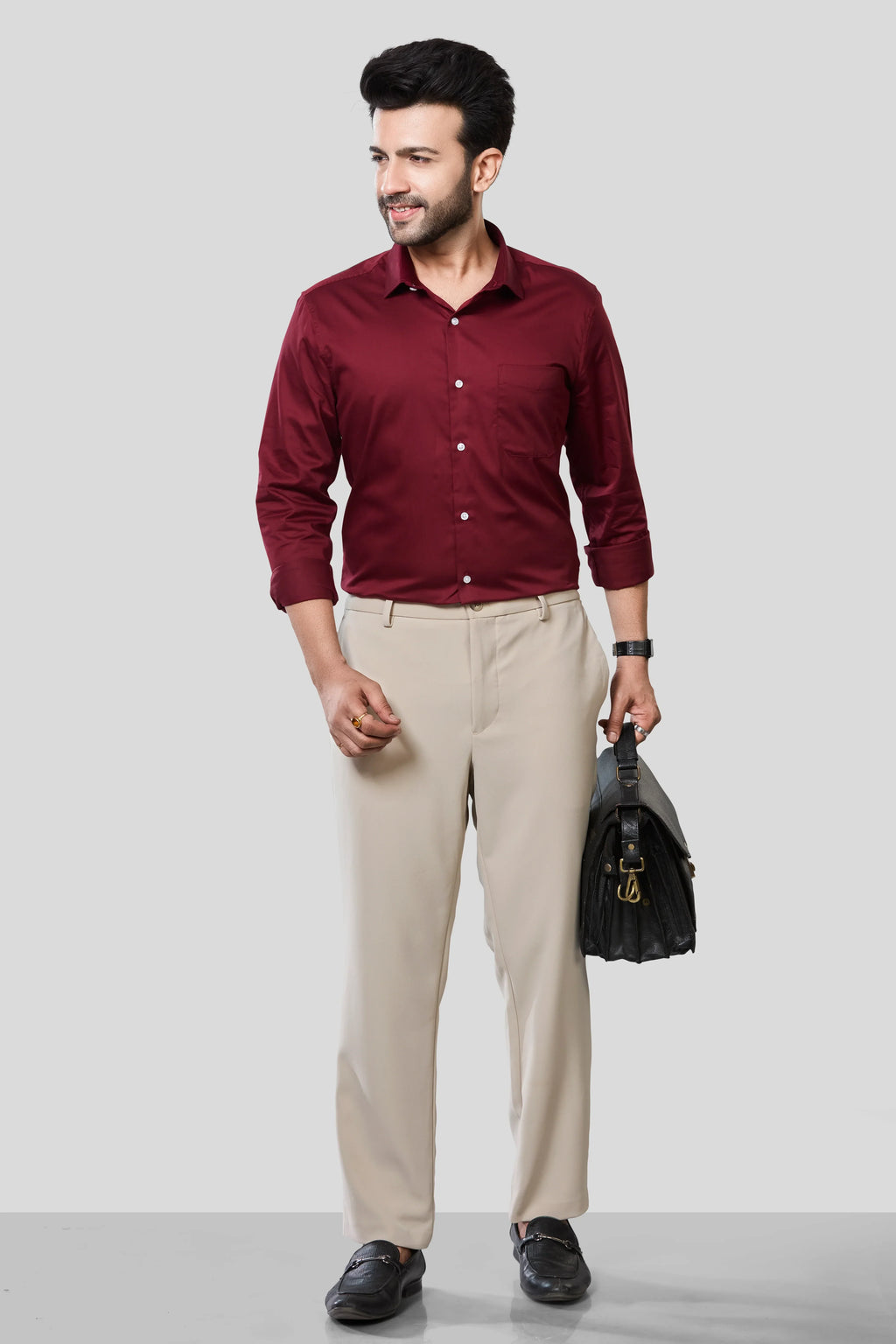 Jonesburg Men's Solid Slim Fit Formal Shirt | Grocsy