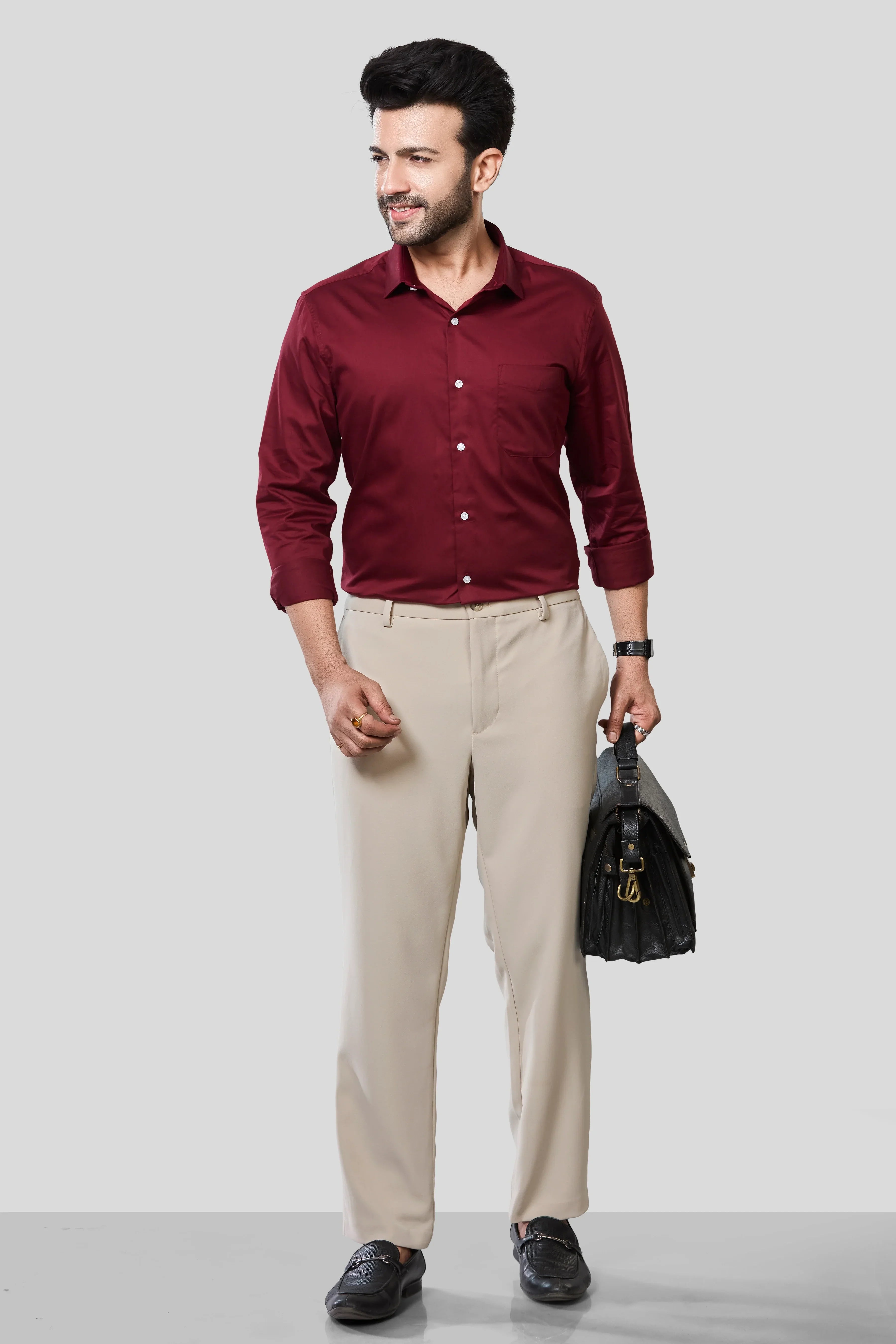Jonesburg Men's Solid Slim Fit Formal Shirt | Grocsy