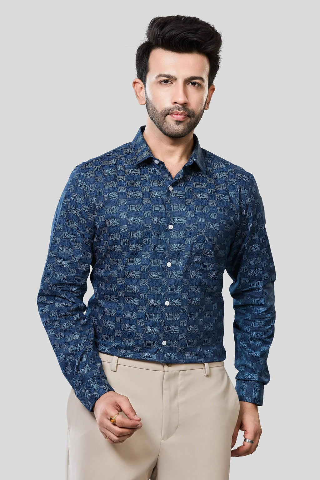 Jonesburg Men's Printed Slim Fit Formal Shirt | Grocsy