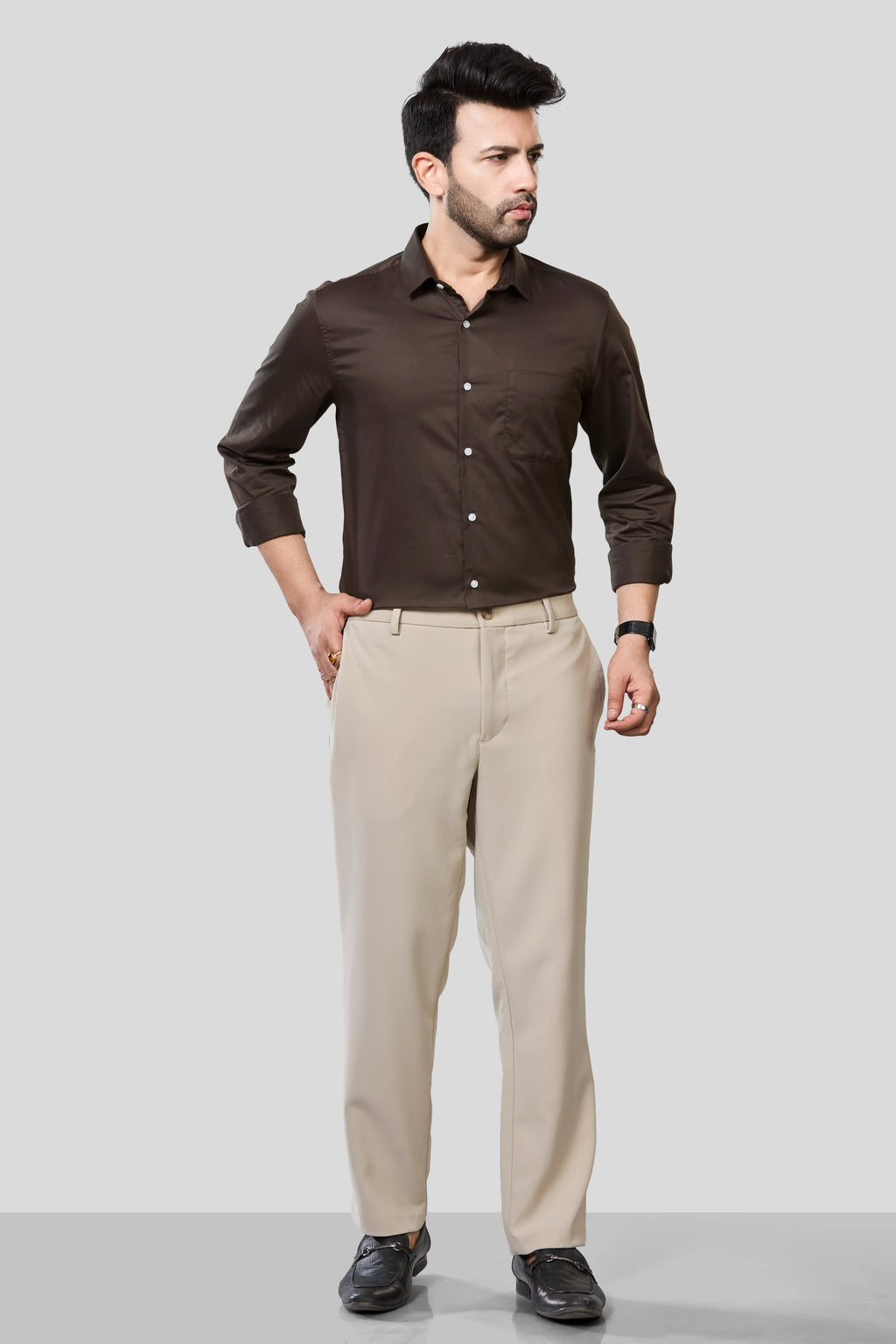 Jonesburg Men's Solid Slim Fit Formal Shirt | Grocsy