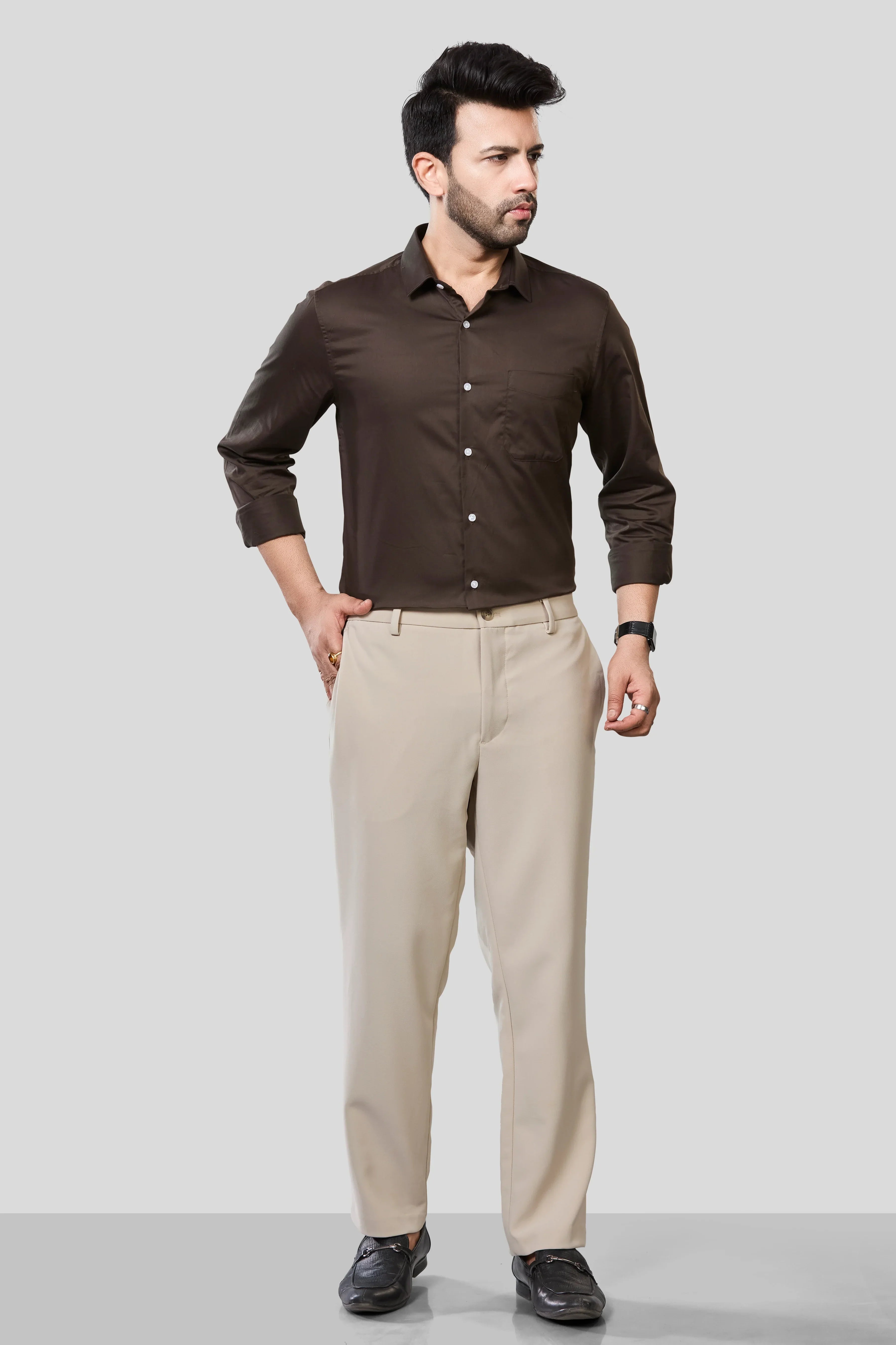 Jonesburg Men's Solid Slim Fit Formal Shirt | Grocsy