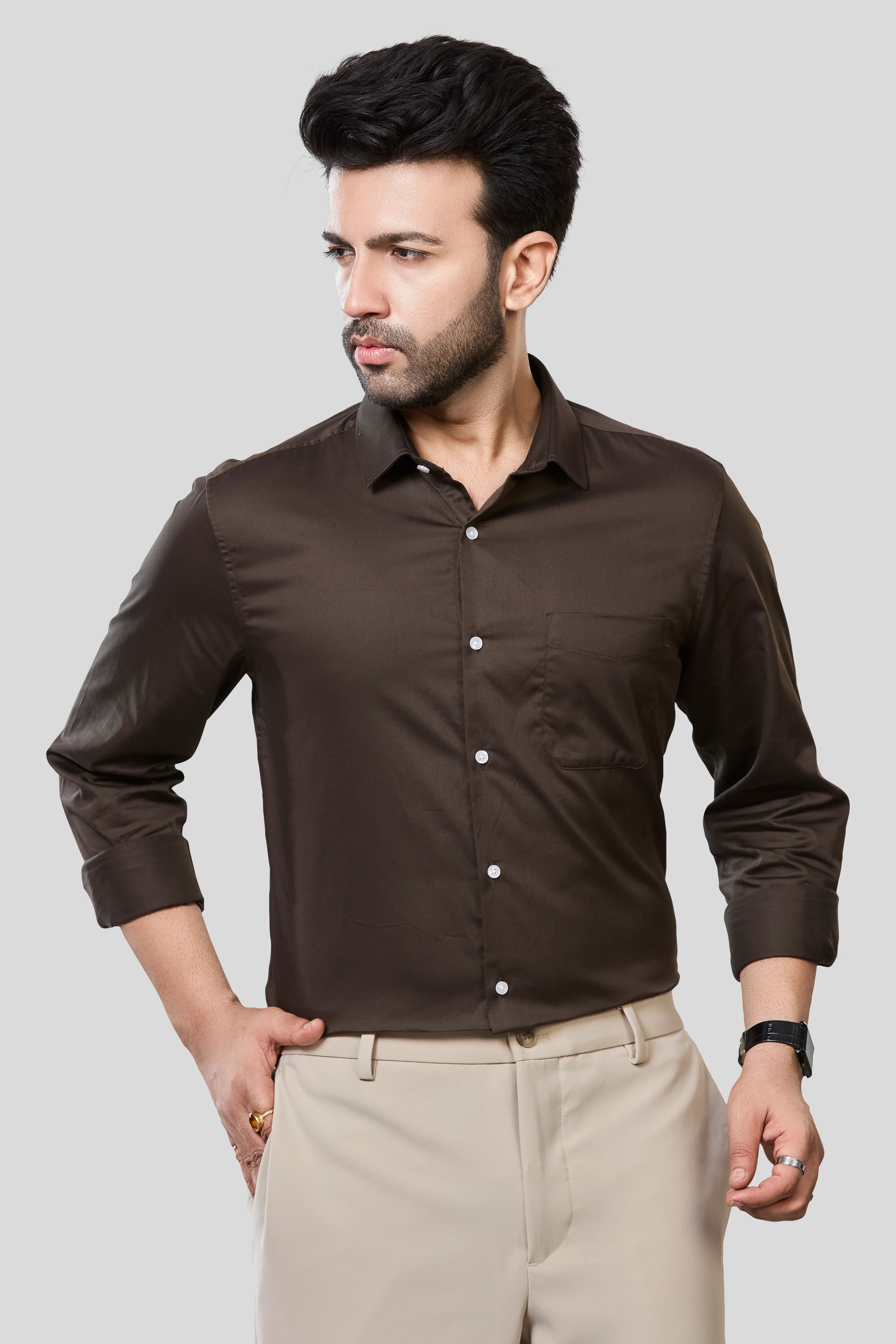Jonesburg Men's Solid Slim Fit Formal Shirt | Grocsy