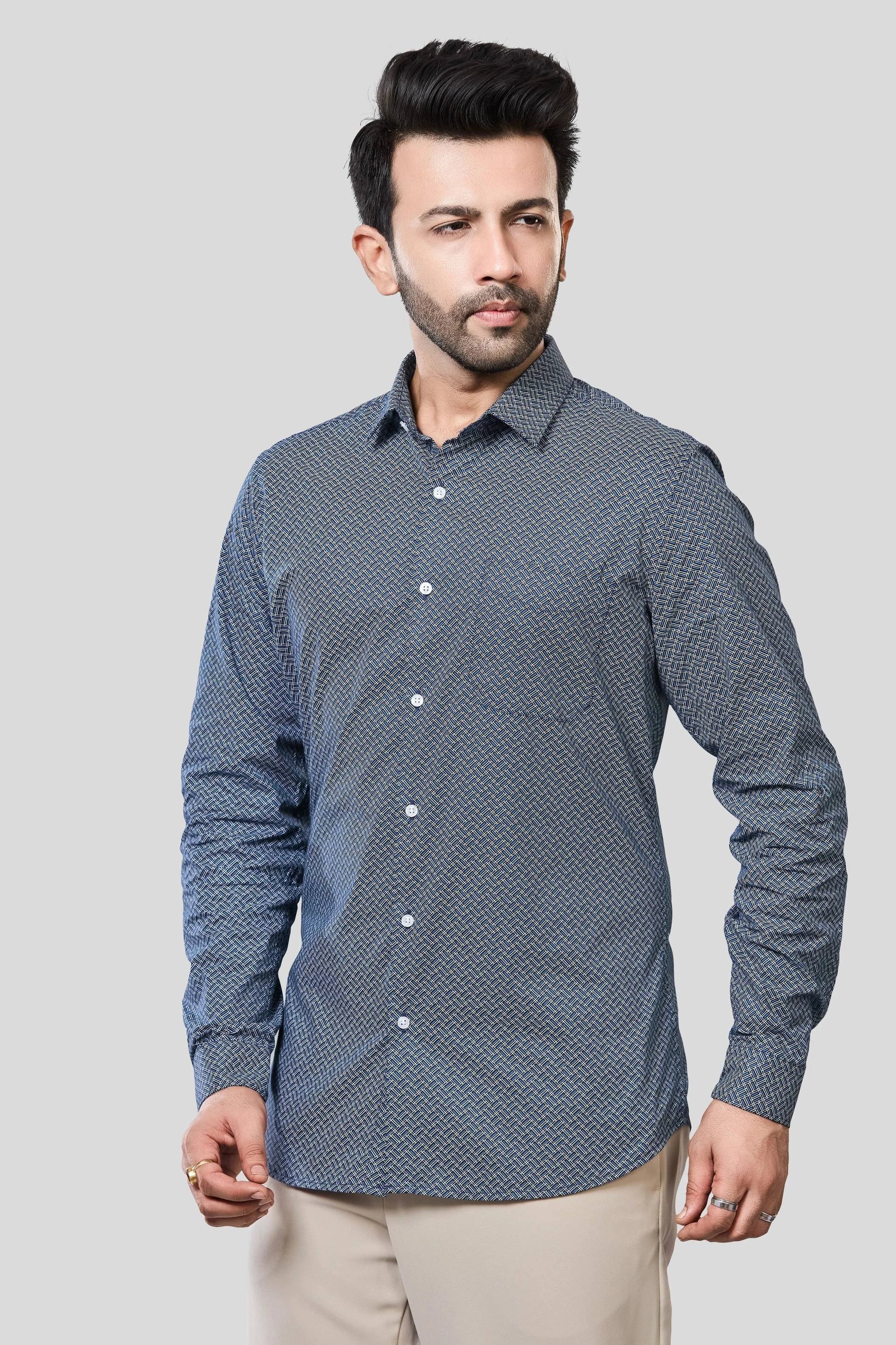 Jonesburg Men's Printed Slim Fit Formal Shirt | Grocsy