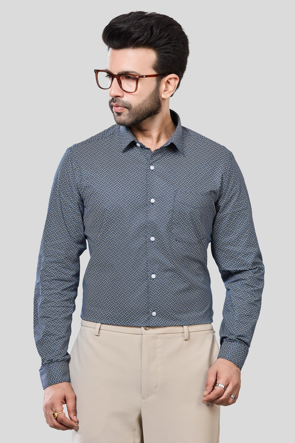 Jonesburg Men's Printed Slim Fit Formal Shirt | Grocsy