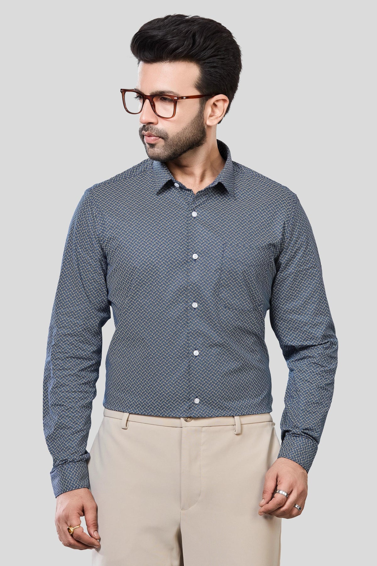 Jonesburg Men's Printed Slim Fit Formal Shirt | Grocsy