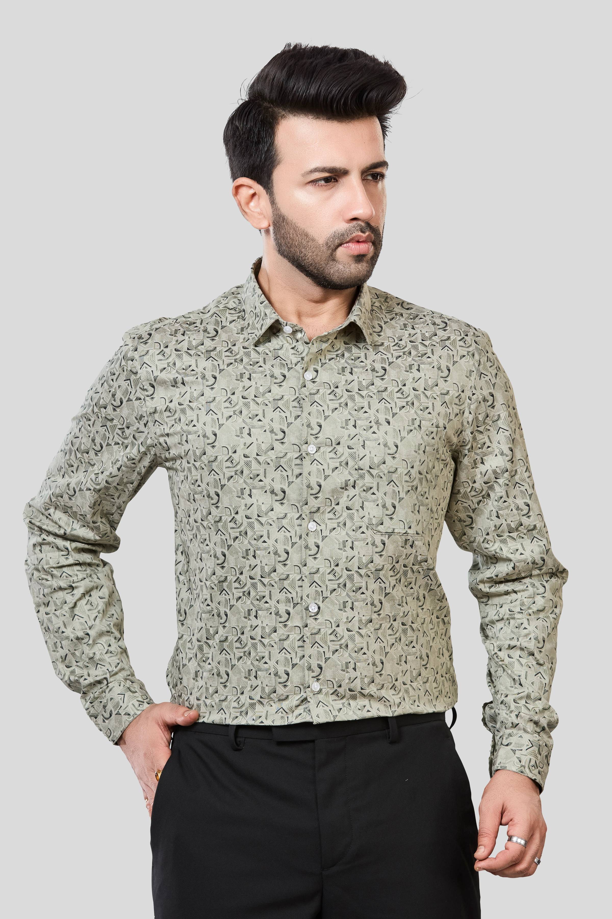 Jonesburg Men's Printed Slim Fit Formal Shirt | Grocsy