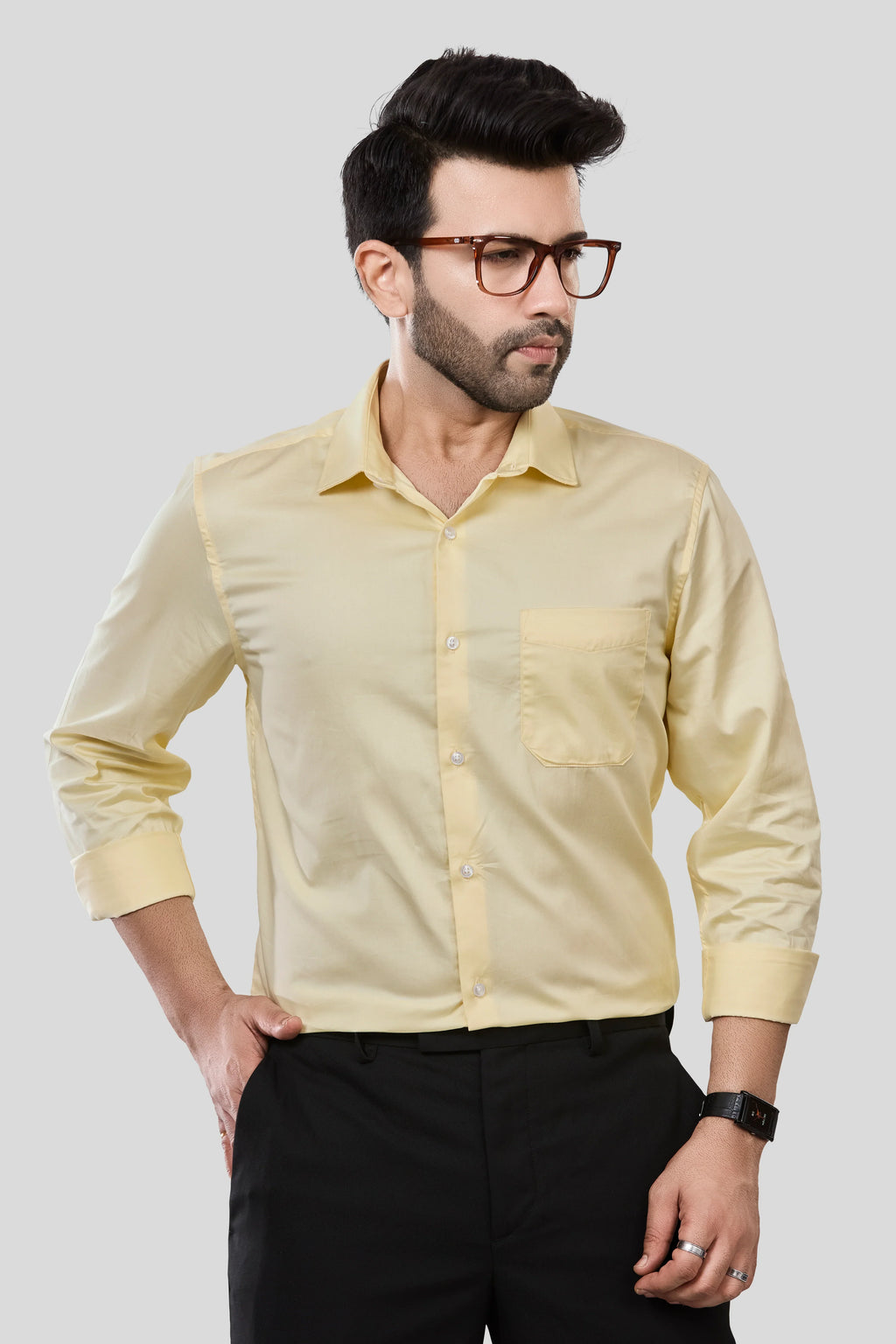 Jonesburg Men's Solid Slim Fit Formal Shirt | Grocsy