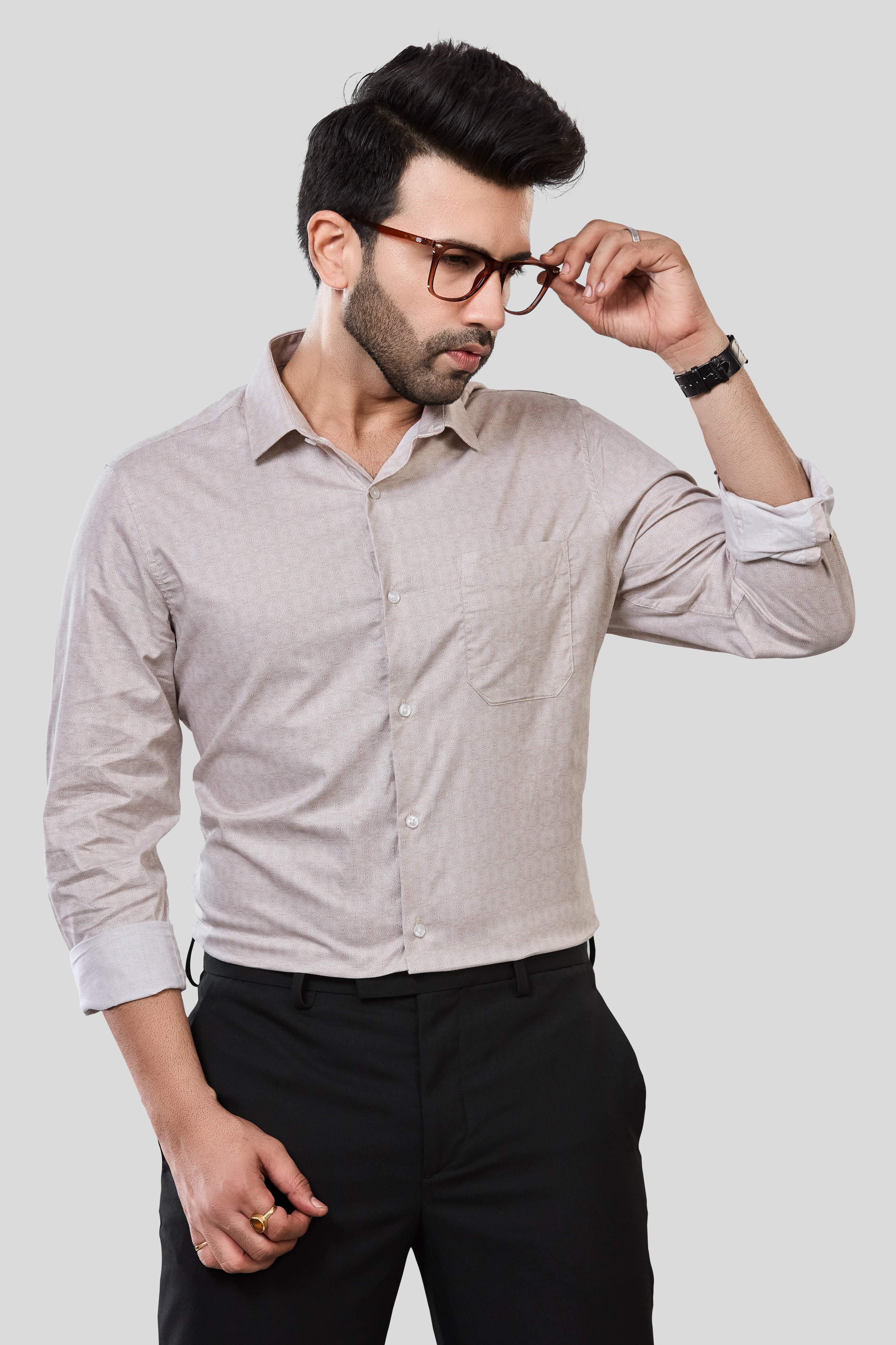 Jonesburg Men's Printed Slim Fit Formal Shirt | Grocsy