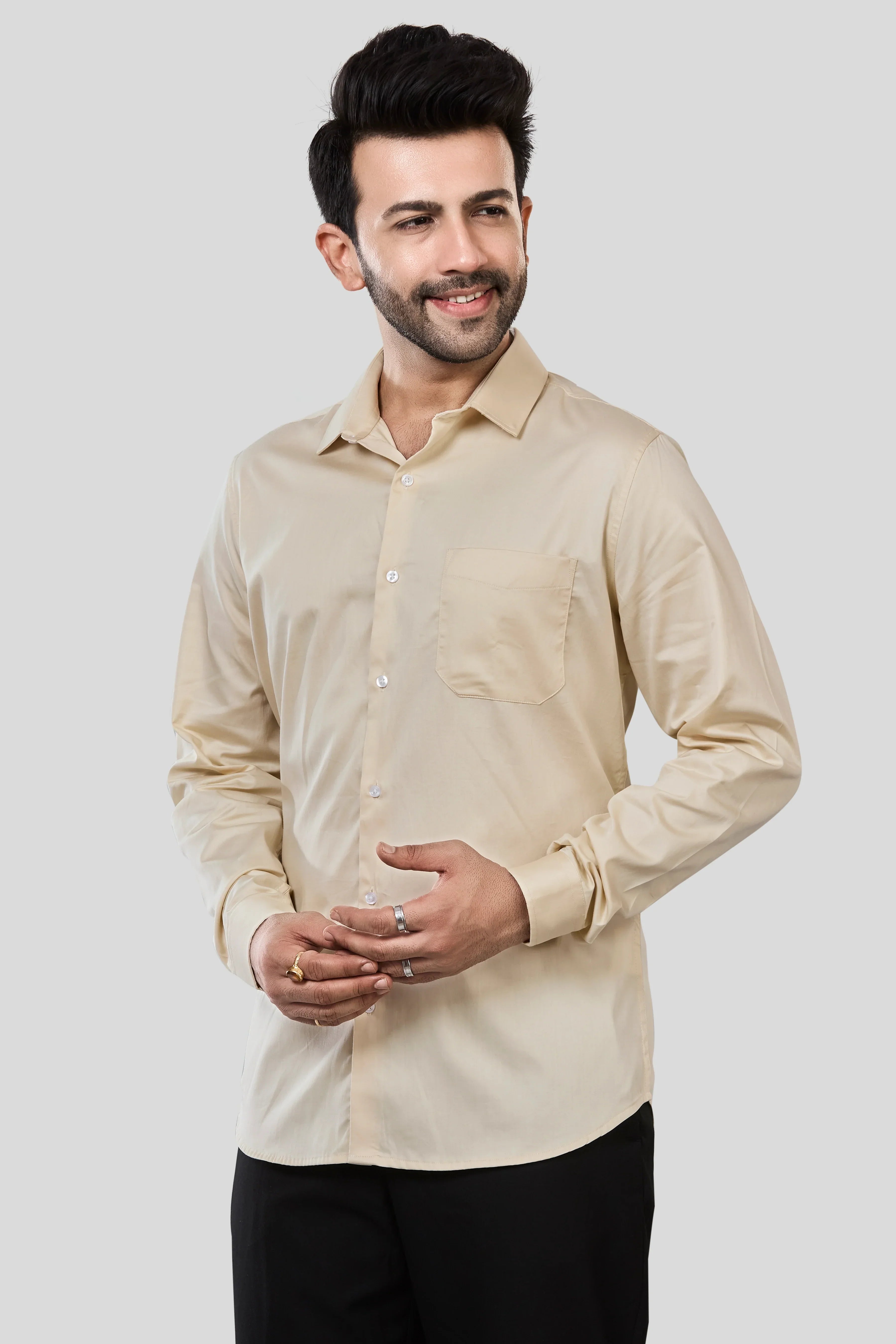 Jonesburg Men's Solid Slim Fit Formal Shirt | Grocsy