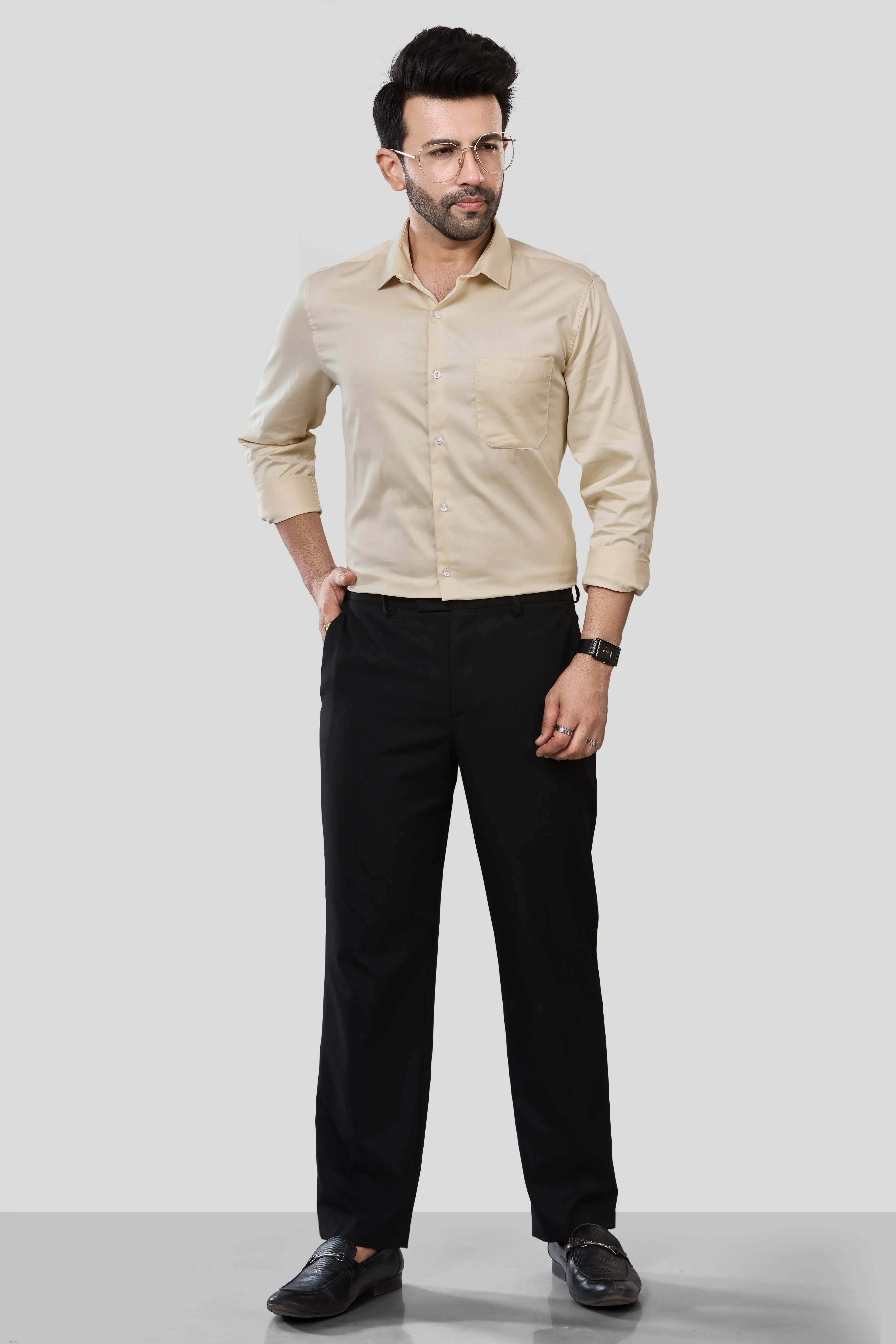 Jonesburg Men's Solid Slim Fit Formal Shirt | Grocsy