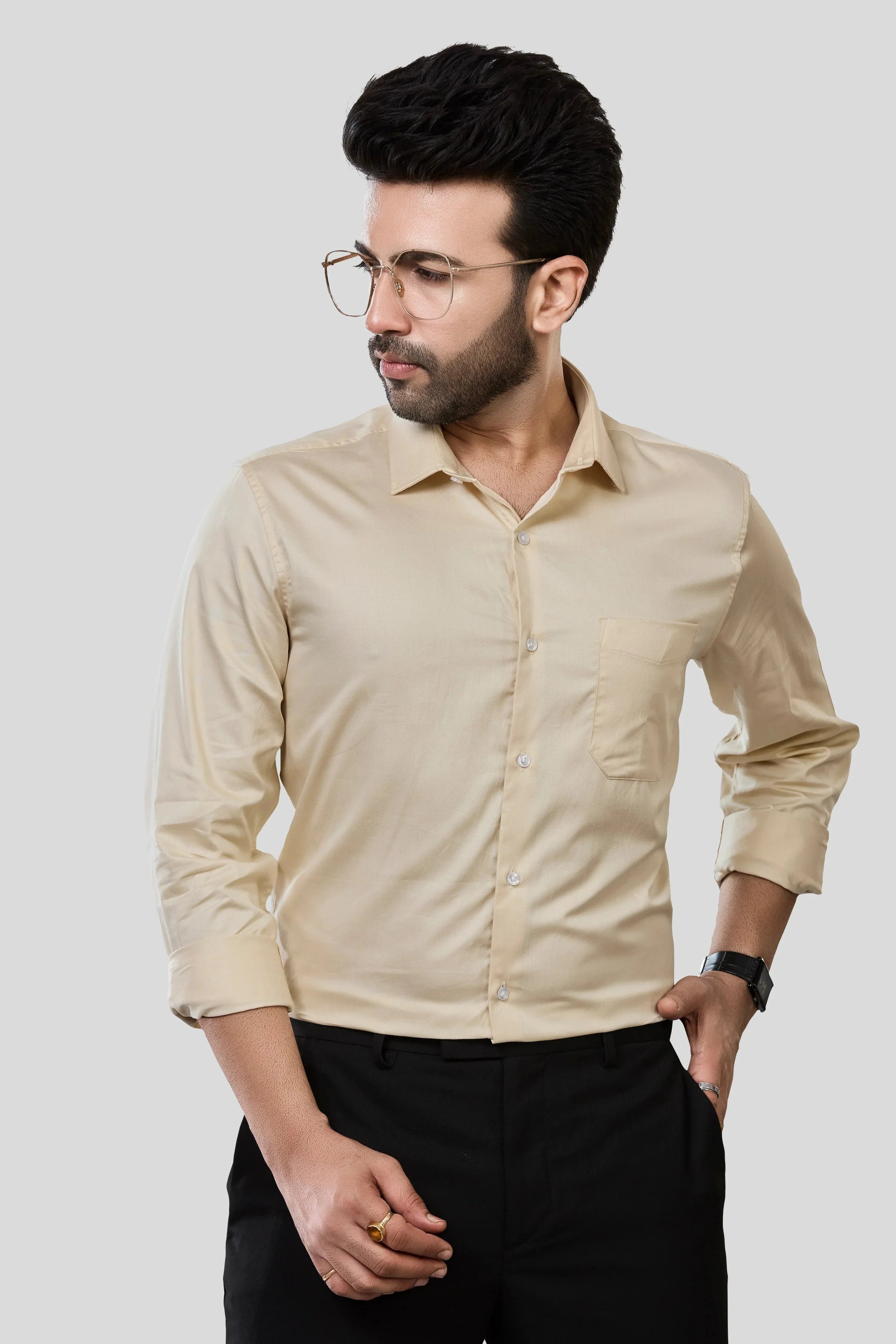 Jonesburg Men's Solid Slim Fit Formal Shirt | Grocsy