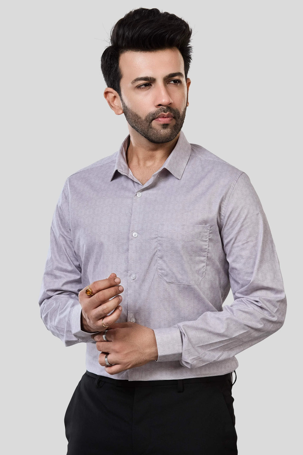 Jonesburg Men's Printed Slim Fit Formal Shirt | Grocsy